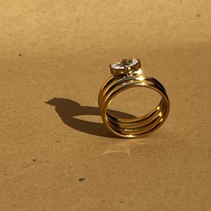 Stainless Steel  Gold Ring,  Zirconia Ring