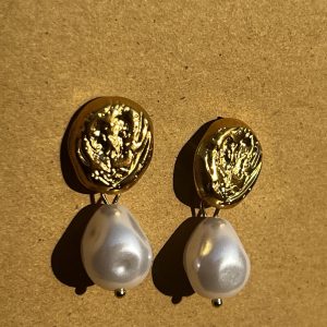 Stainless Steel Minimalist Texture Pearl Earring