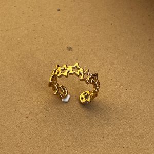 Golden Stainless Steel Hollow Star Open Ring